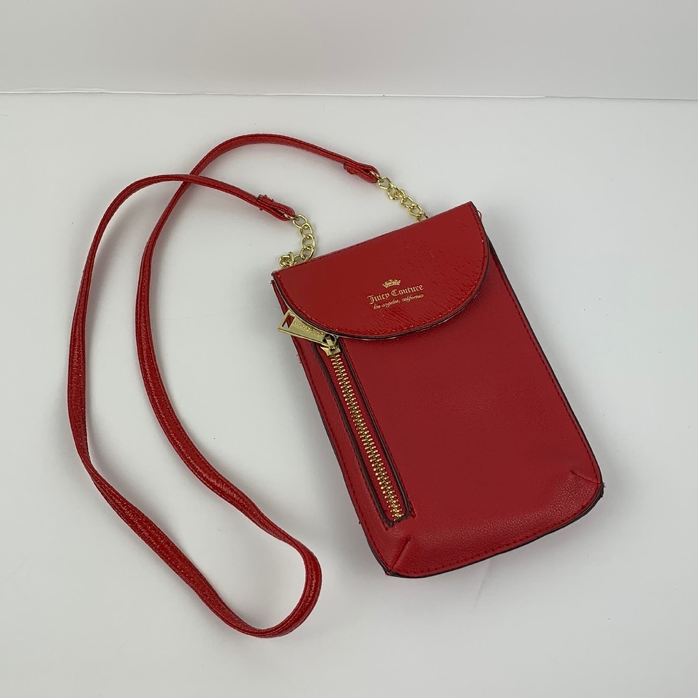 Juicy Couture red small crossbody bag with side zip and snap closure